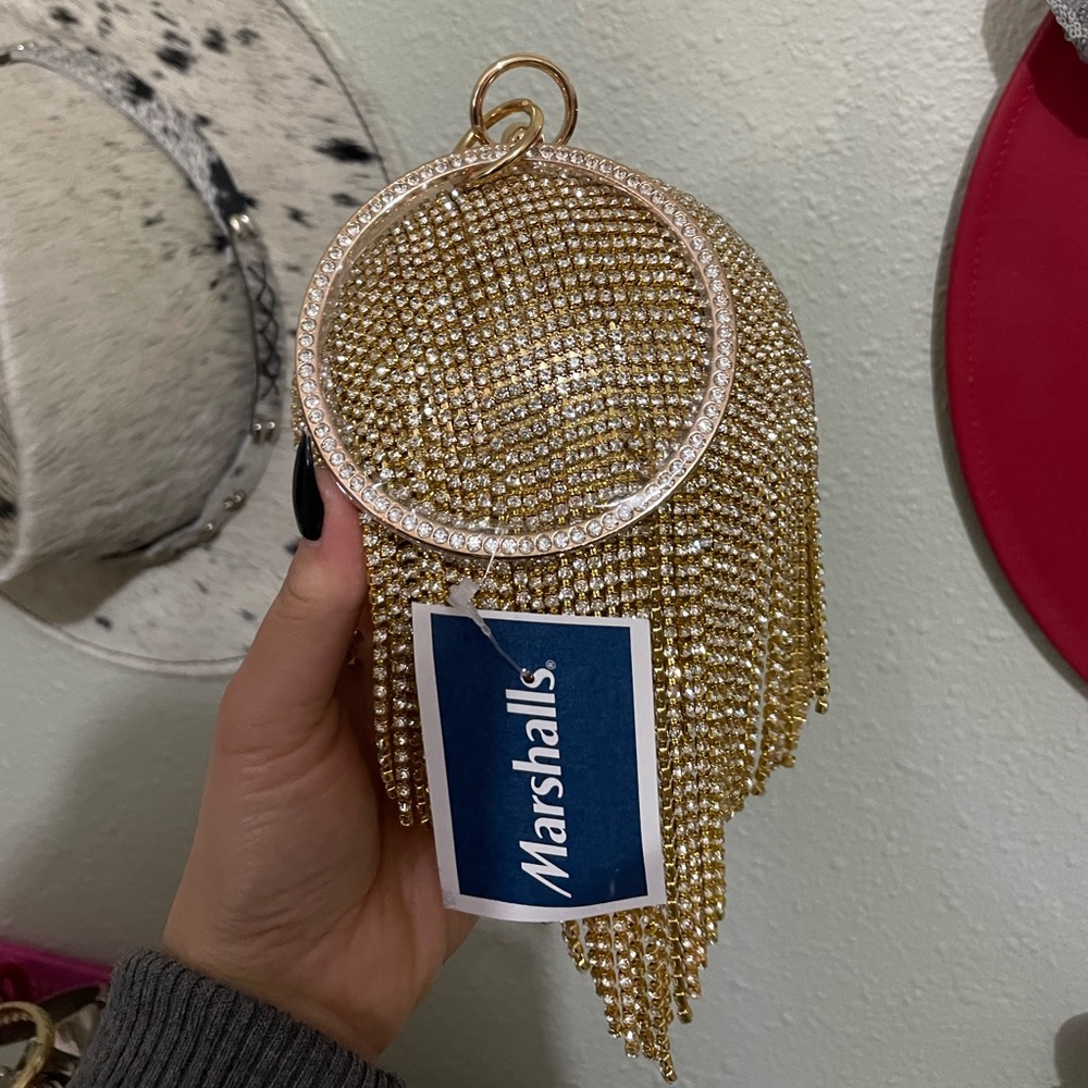 Gold evening clutch